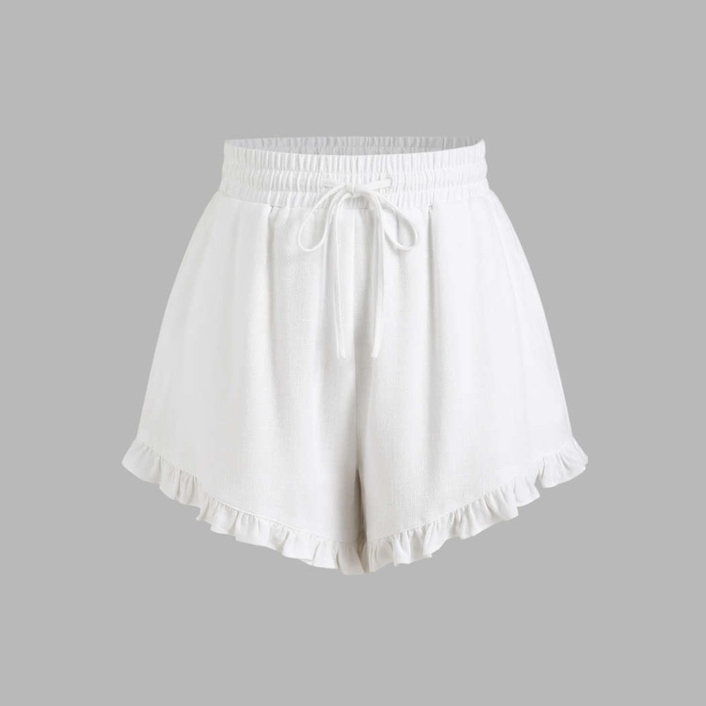 NWT Cider Linen-Cotton Ruffle Shorts | Size S | White Lightweight Blend